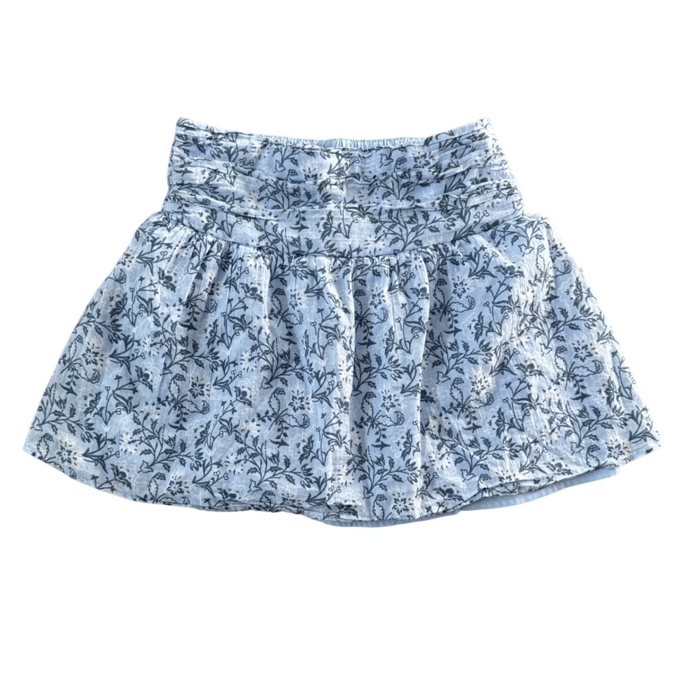 Abercrombie Kids Girls Smocked Waist Floral Skirt 11‎ 12 Blue White Shorts